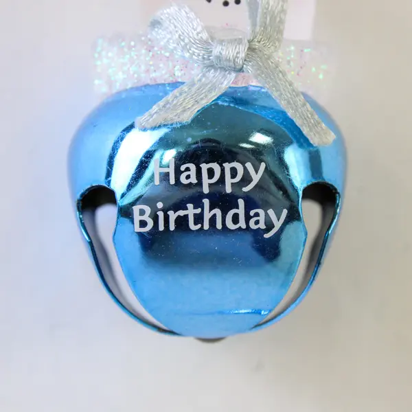 Lot of 4 New Vintage Jingle Bell Snowman Happy Birthday Ornaments Pink & Blue