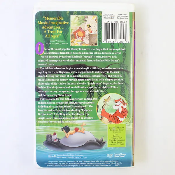 The Jungle Book VHS, 1997, 30th Anniversary Limited Edition