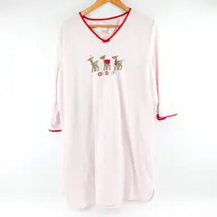 Secret Treasures Women's L/XL Pink Graphic Cotton Blend "Oh Deer" Nightgown