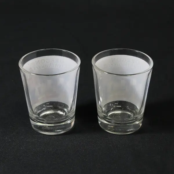  Lot Of 2 Unbranded Matching "Oregon Lighthouses" Print Shot Glasses 2.5" Tall