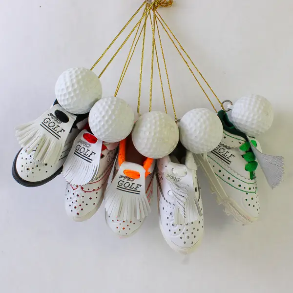 Lot of 5 Vintage Golf Shoe & Ball Christmas Ornaments - Collectible