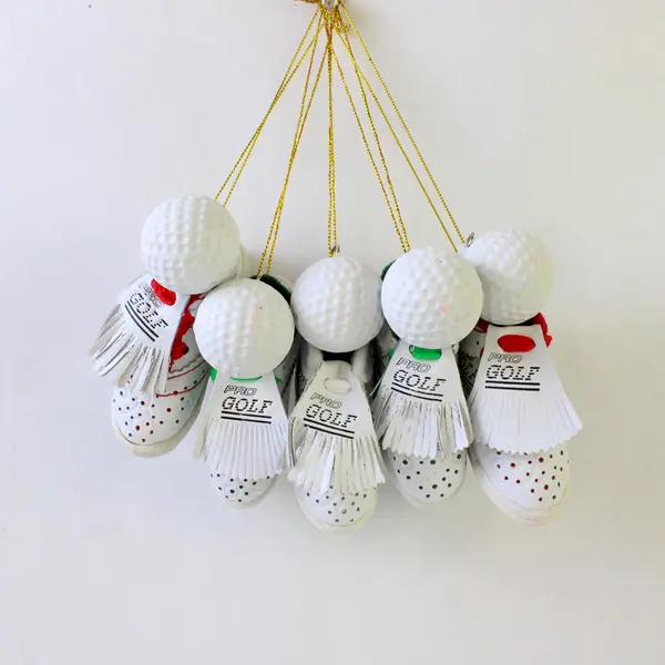 Lot of 5 Vintage Golf Shoe & Ball Christmas Ornaments - Collectible