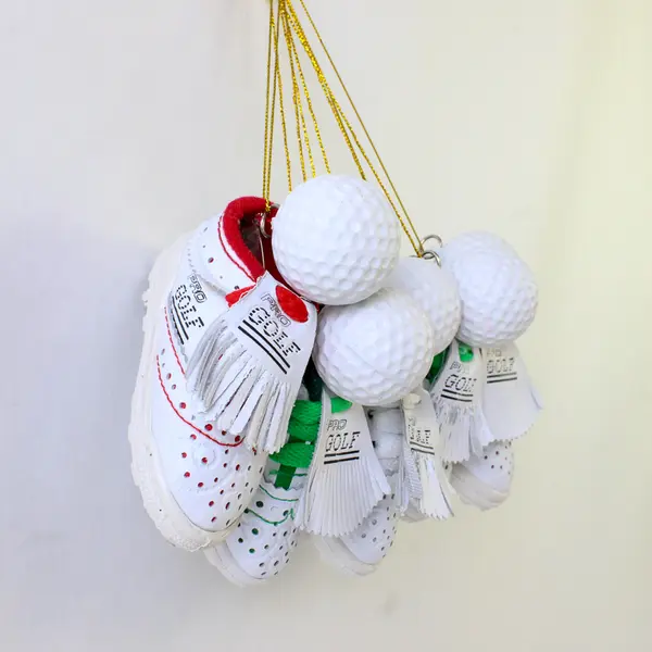 Lot of 5 Vintage Golf Shoe & Ball Christmas Ornaments - Collectible