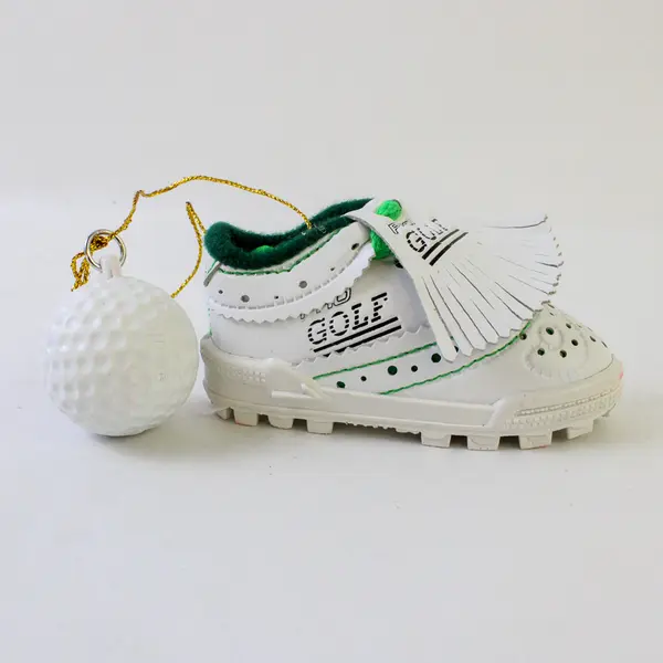 Lot of 5 Vintage Golf Shoe & Ball Christmas Ornaments - Collectible