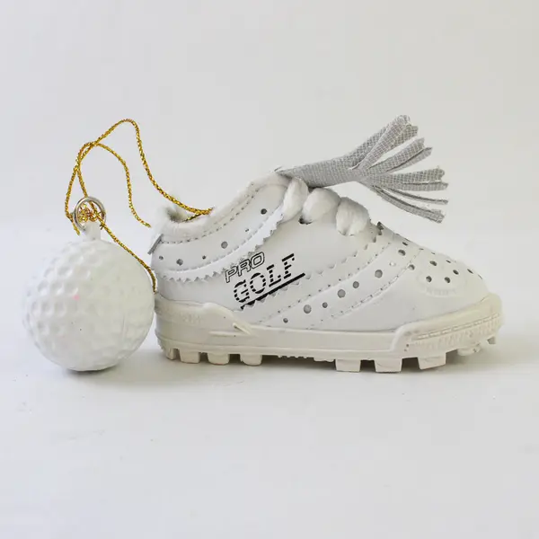 Lot of 5 Vintage Golf Shoe & Ball Christmas Ornaments - Collectible