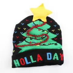 Unbranded One Size Adult "Holla Day" Christmas LED Light Up Winter Knit Beanie