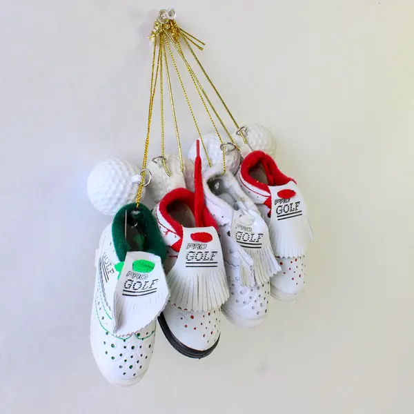 Lot of 4 Vintage Golf Shoe & Ball Christmas Ornaments - Collectible