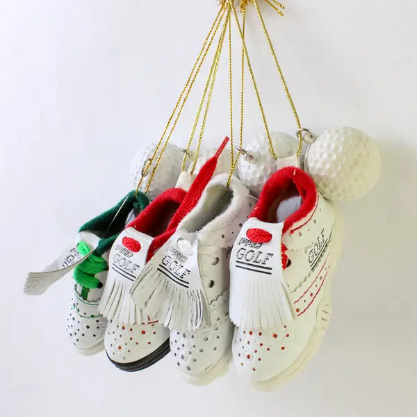 Lot of 4 Vintage Golf Shoe & Ball Christmas Ornaments - Collectible