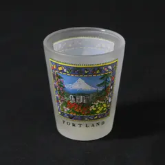 Unbranded Frosted Glass "Portland" Printed W/ Picture Shot Glass 2.5" Tall