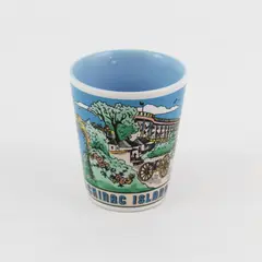 Unbranded Ceramic "Mackinac Island" Printed W/ Picture Shot Glass 2.5" Tall