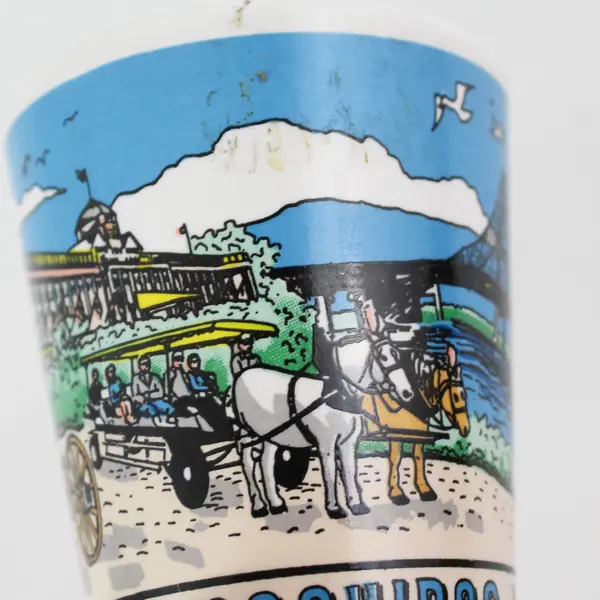 Unbranded Ceramic "Mackinac Island" Printed W/ Picture Shot Glass 2.5" Tall