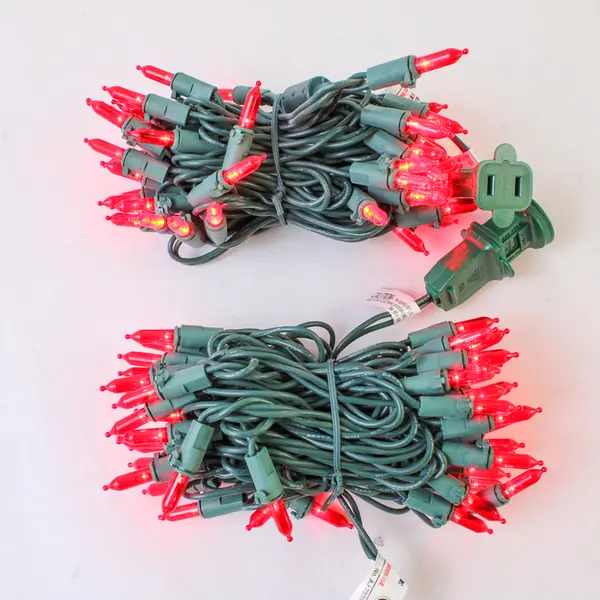 Lot of 2 Santa's Forest 50-Count Mini LED Red Lights Total 100