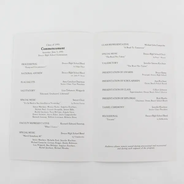 Lot Of 3 Ilwaco High School 1993 Commencement Ilwaco Washington Programs