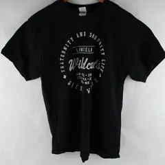 Gildan Adult L Black/White Linfield College "Frat/Sorority Life" Graphic T-Shirt