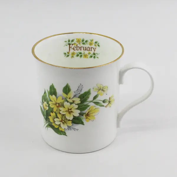 Vintage Crown Trent February Yellow Violets Flower of the Month Coffee Mug