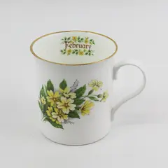 Vintage Crown Trent February Yellow Violets Flower of the Month Coffee Mug