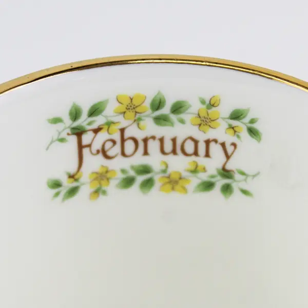 Vintage Crown Trent February Yellow Violets Flower of the Month Coffee Mug