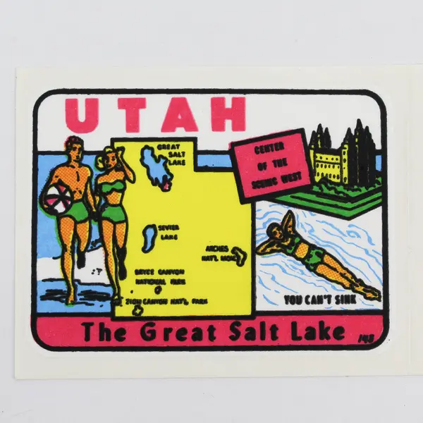 Vintage Utah State The Great Salt Lake Vinyl Decal Travel Sticker