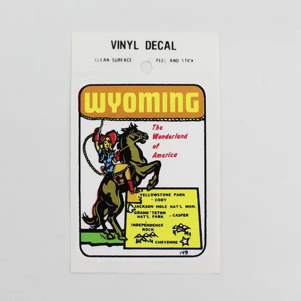 Vintage Wyoming State The Wonderland Of America Vinyl Decal Travel Sticker
