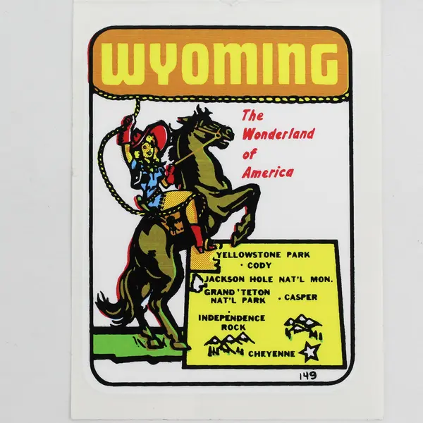 Vintage Wyoming State The Wonderland Of America Vinyl Decal Travel Sticker
