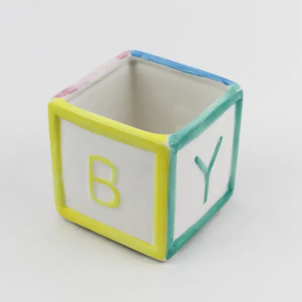 Vintage Norcrest Square BABY Alphabet Block Vase or Planter