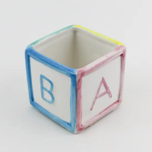 Vintage Norcrest Square BABY Alphabet Block Vase or Planter