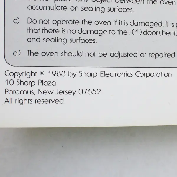 Vintage Sharp Carousel Microwave Cookbook 1983 Paperback Good