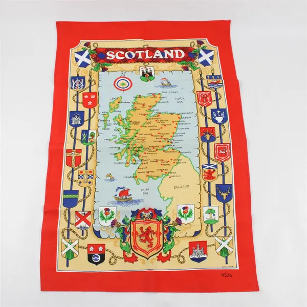 Lot of 2 Tea Towels: Scotland and Welsh Castles, 100% Cotton