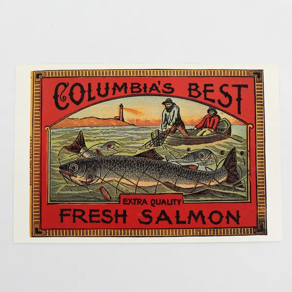 Lot Of 2 Columbia River Oregon Historical Salmon Can Label Reprint Postcards