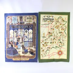 Lot of 2 Vista Tea Towels from England, 1 is the Cotswolds Area, 100% Cotton 