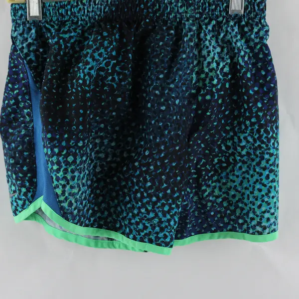 Nike Youth Girls Size L Blue/Green Graphic Print Drawstring Waist Running Shorts