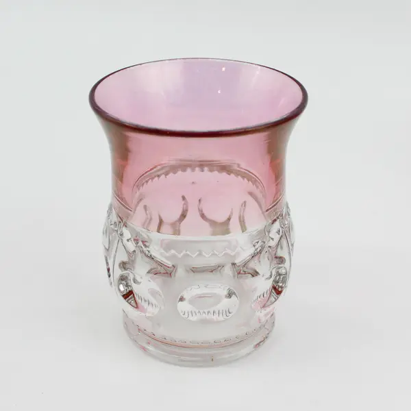 7 Vtg Tiffin-Franciscan Kings Crown 4" Tumblers Cranberry Flashed Top And Bottom