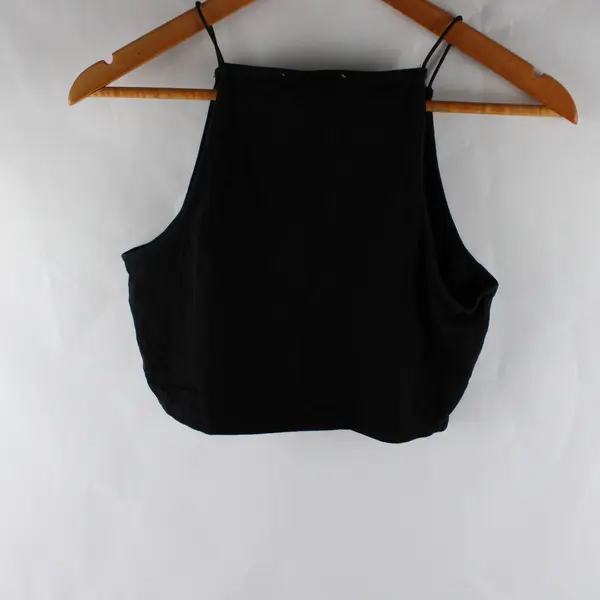 L. A. Hearts Women's L Black w/Embroidered "Slay" - Thin Strap Tank Crop Top