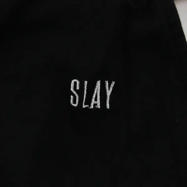 L. A. Hearts Women's L Black w/Embroidered "Slay" - Thin Strap Tank Crop Top