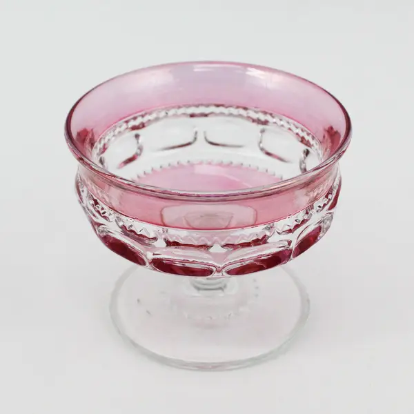 5 Tiffin-Franciscan Kings Crown-Cranberry Flashed Champagne Glasses