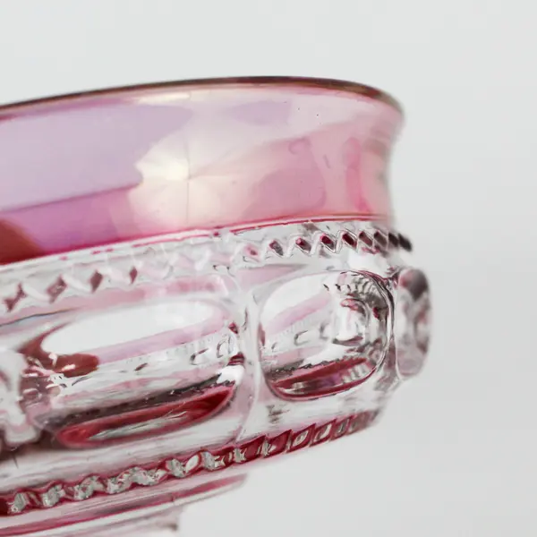 5 Tiffin-Franciscan Kings Crown-Cranberry Flashed Champagne Glasses