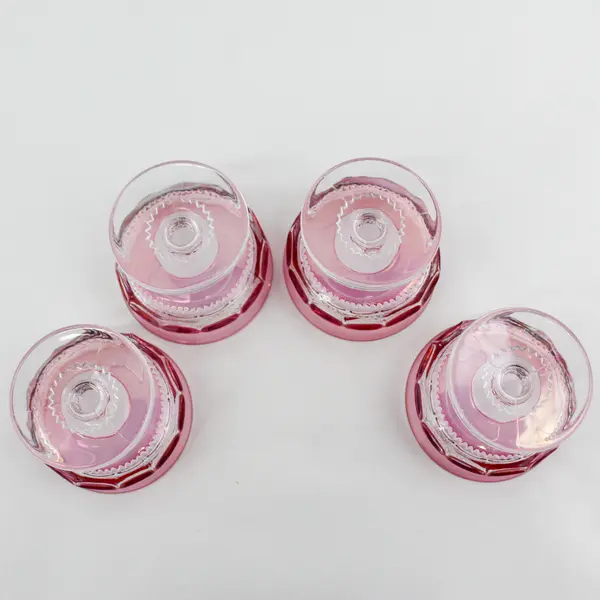 4 Tiffin-Franciscan Kings Crown-Cranberry Flashed Champagne Glasses