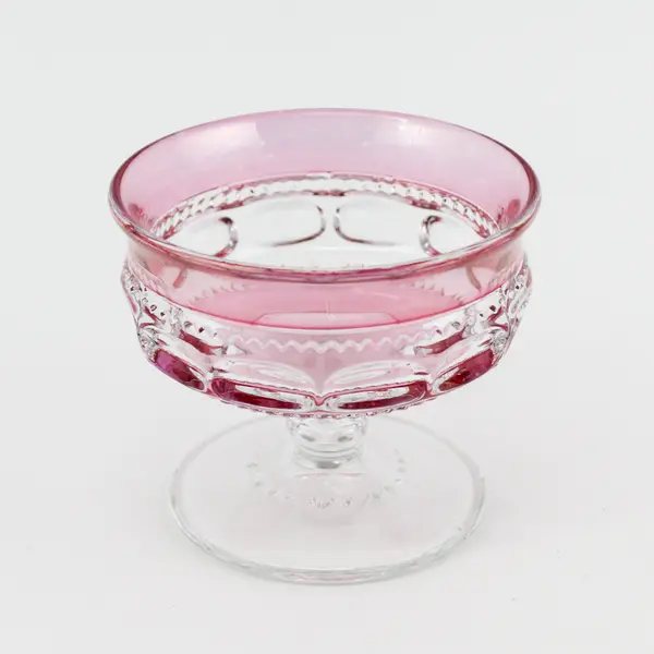 4 Tiffin-Franciscan Kings Crown-Cranberry Flashed Champagne Glasses