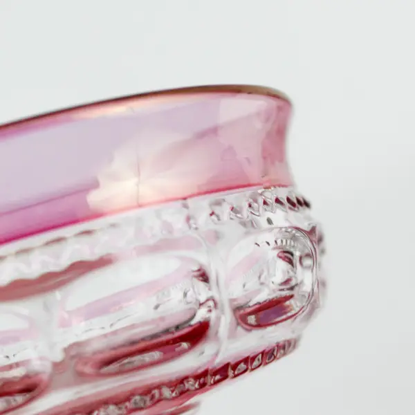 4 Tiffin-Franciscan Kings Crown-Cranberry Flashed Champagne Glasses