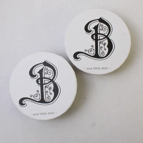 Lot of 2 Rosanna Calligraphie Black & White Monogram "B" Trinket Dishes in Boxes