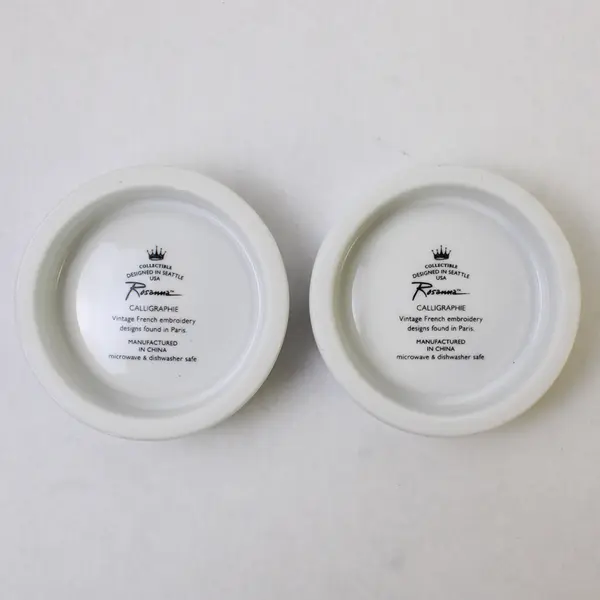 Lot of 2 Rosanna Calligraphie Black & White Monogram "B" Trinket Dishes in Boxes