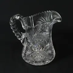 MCM American Cut Crystal Glass Water Pitcher with Ice Lip 8"
