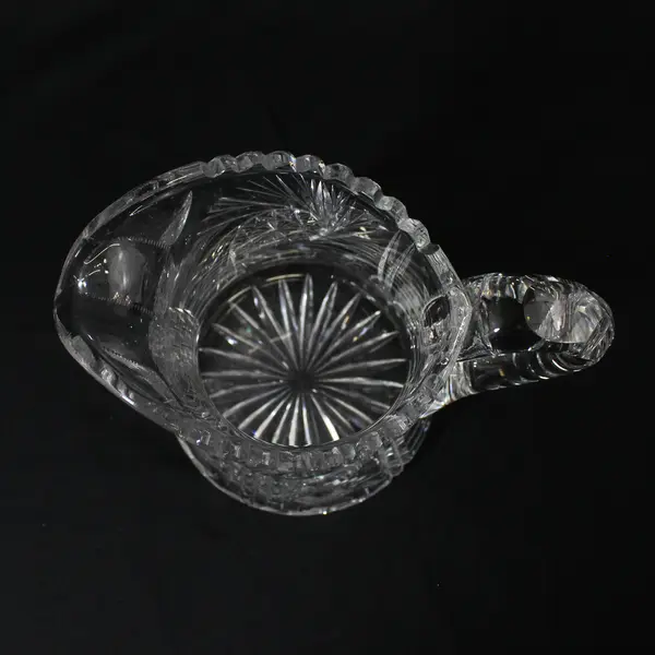 MCM American Cut Crystal Glass Water Pitcher with Ice Lip 8"