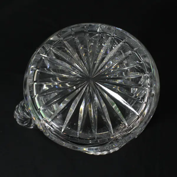 MCM American Cut Crystal Glass Water Pitcher with Ice Lip 8"