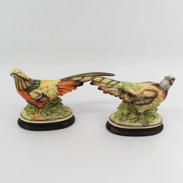 Set of 2 Vintage Ceramic Pheasant Figurines