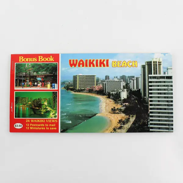 Waikiki Beach Hawaii Postcard Album Bonus Book 12 Postcards 12 Miniatures