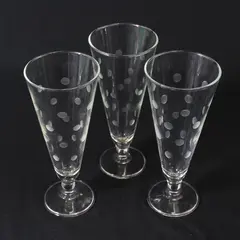 Set of 3 Vintage Anchor Hocking Etched Coin Dot Pilsner Beer Glasses 7.5"