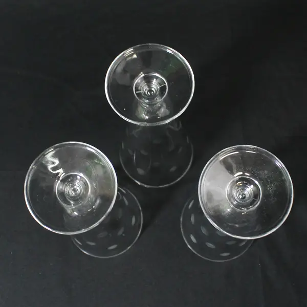 Set of 3 Vintage Anchor Hocking Etched Coin Dot Pilsner Beer Glasses 7.5"
