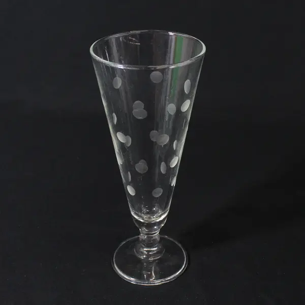 Set of 3 Vintage Anchor Hocking Etched Coin Dot Pilsner Beer Glasses 7.5"