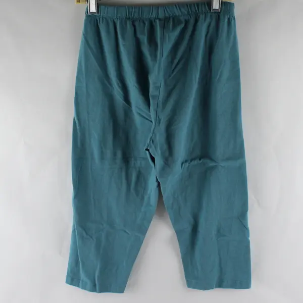 Zenana Women's M Teal Cotton Blend Elastic Waist Capri Leggings